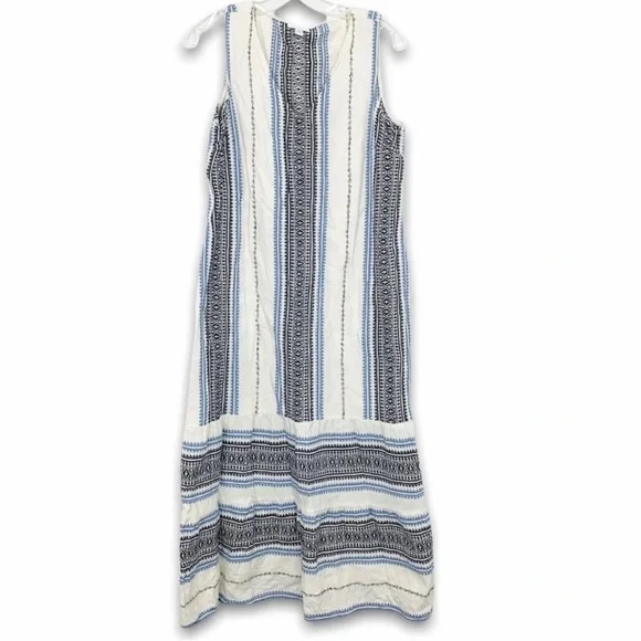 J. Jill Cream and Blue Striped Maxi Dress - Picture 7 of 7